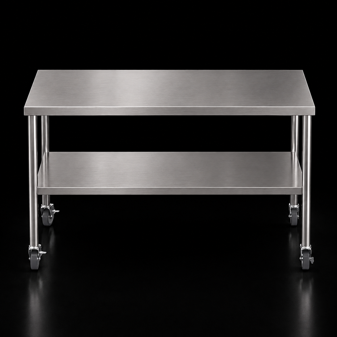 Table de travail mobile en acier inoxydable – Sur roues – 24" x 60"