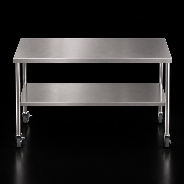 Table de travail mobile en acier inoxydable – Sur roues – 24" x 60"