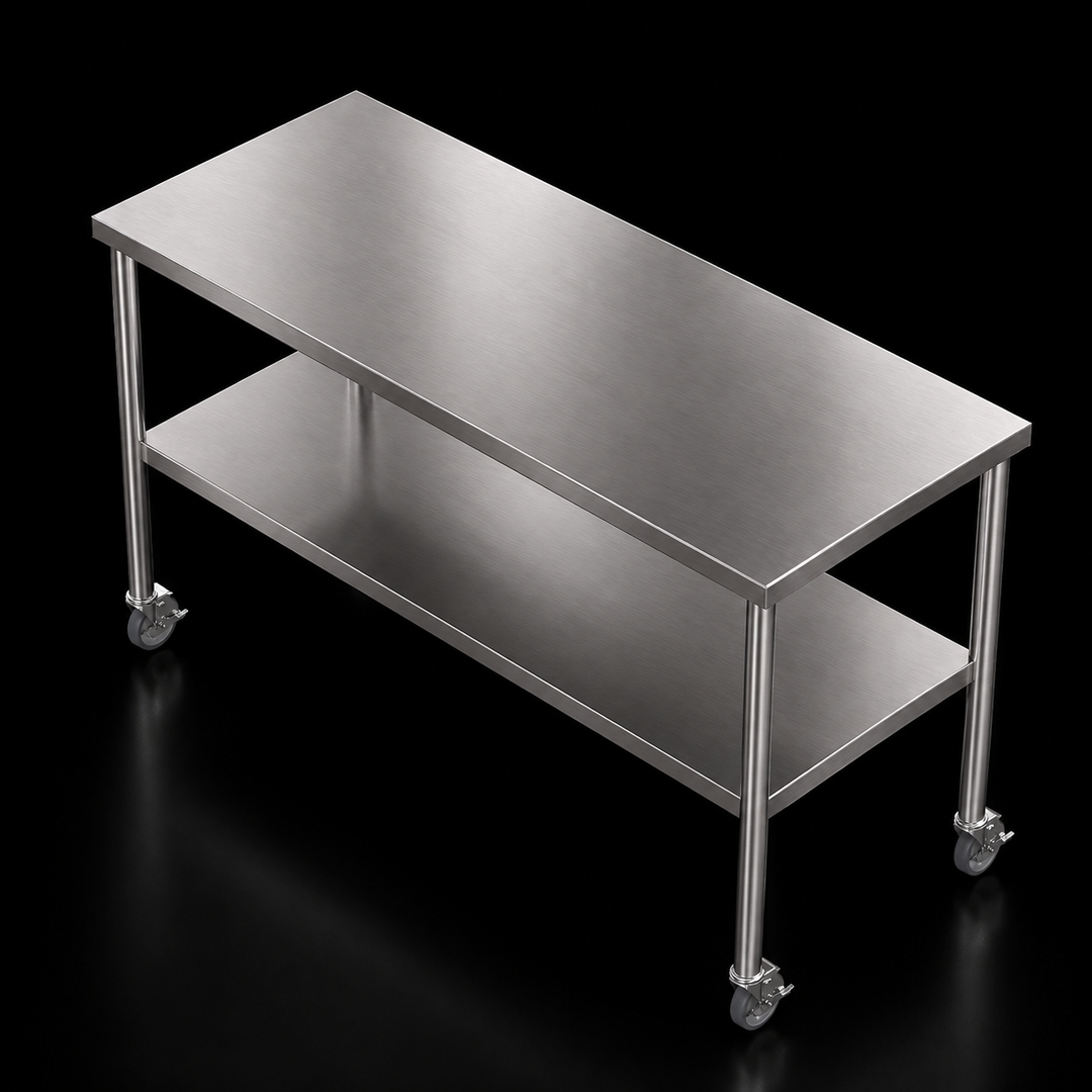 Table de travail mobile en acier inoxydable – Sur roues – 24" x 60"